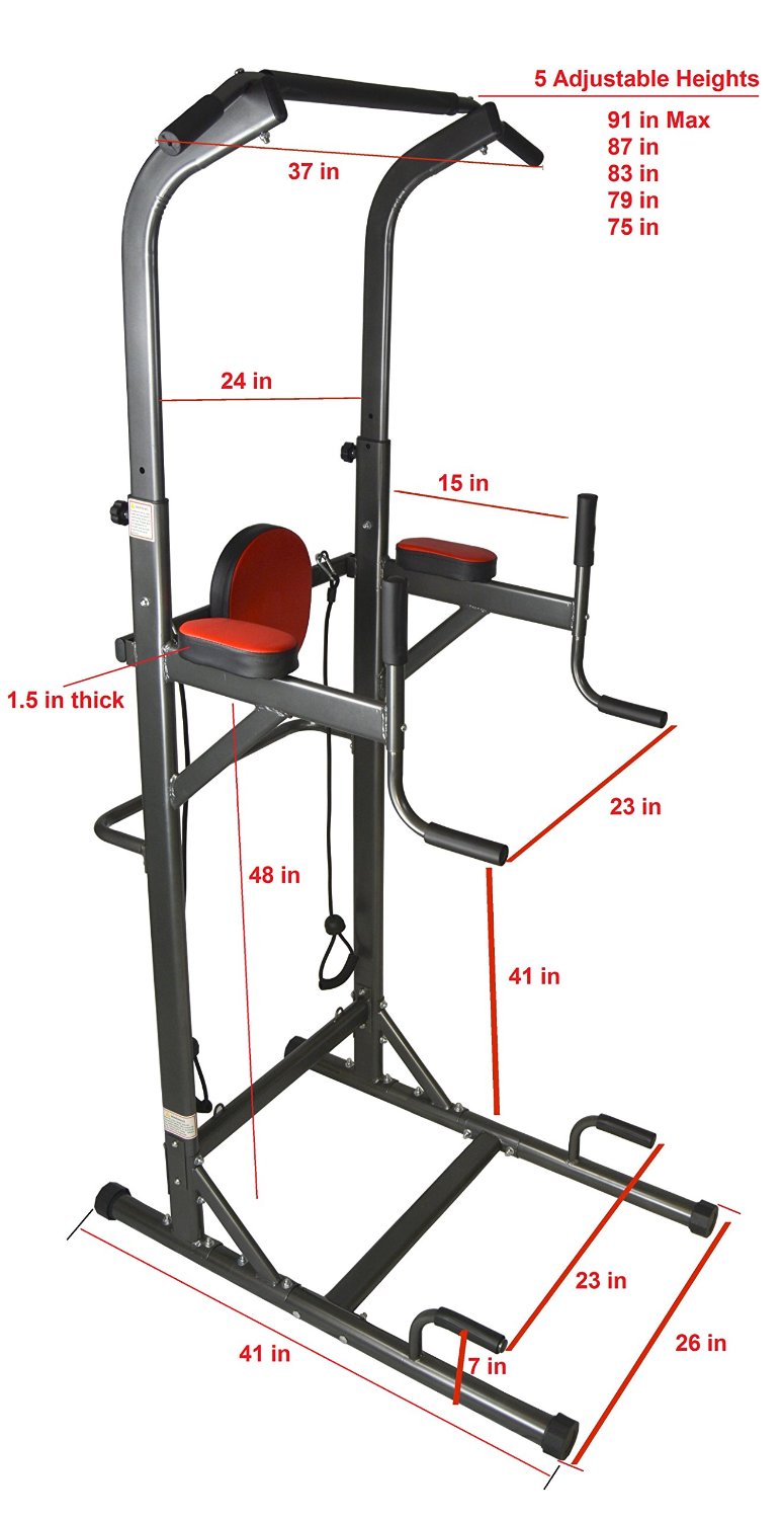 I J Fitness VKR Chin up : Push-up : Pull up : Dip :Ab Workout Deluxe Power Tower Station