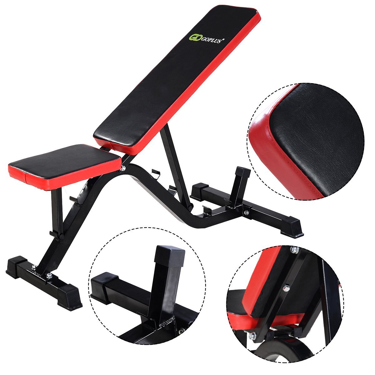 Goplus Adjustable Sit Up AB Incline Abs Bench Flat Fly Weight Press Gym Red