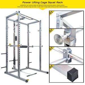 Merax Power Rack Olympic Squat Cage with Lat Pull Attachment