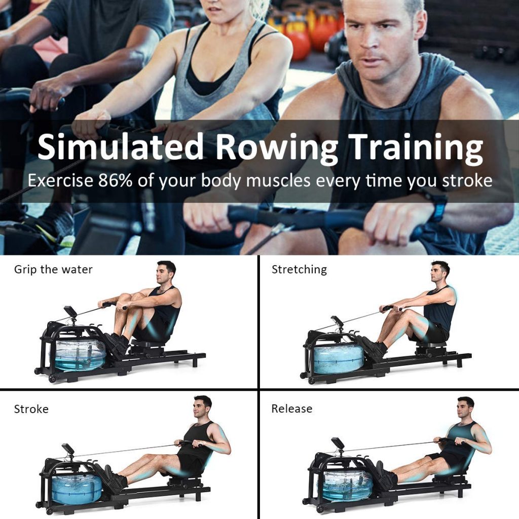 GYMAX Water Rowing Machine 265 lb. Water Resistance