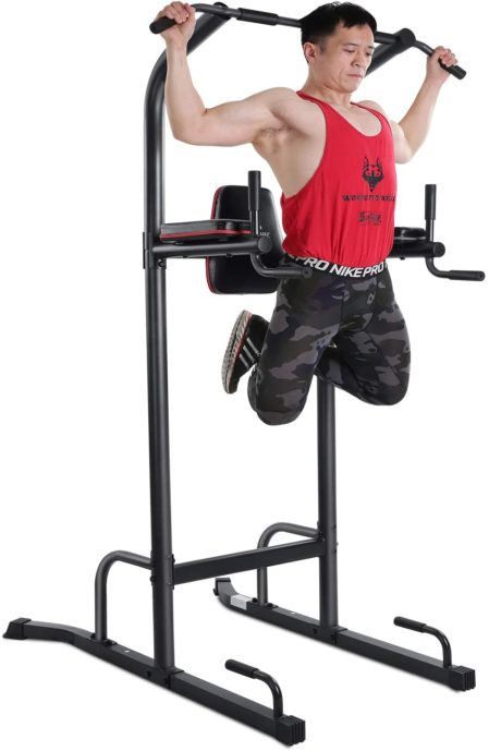 MaxKare Power Tower Workout Dip Stand Pull Up Bar Station