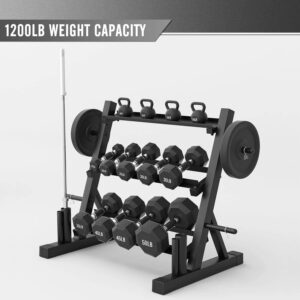 Elevens Multifunctional Dumbbell Rack 3 Tier Weight Stand 1200lb Weight Capacity