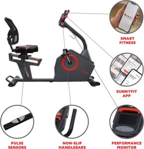 Sunny Health & Fitness Programmable Recumbent Exercise Bike