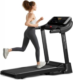 UMAY Fitness Home Folding 3 Level Incline Treadmill with Pulse Sensors