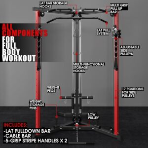Cable Crossover Machine, syedee Functional Trainer with 17 Height Positions, Cable Fly Components