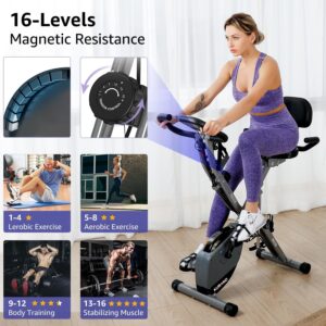 KURONO 4-in-1 Foldable Indoor Spin Bike for Seniors by Barwing