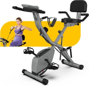 KURONO 4-in-1 Foldable Indoor Spin Bike for Seniors by Barwing with 16-Level Magnetic Resistance, ‎GT-818 