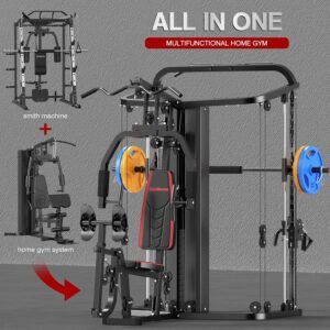 Multifunction Home Gym System with Cable Crossover System, Smith Machine with 138LB Weight
